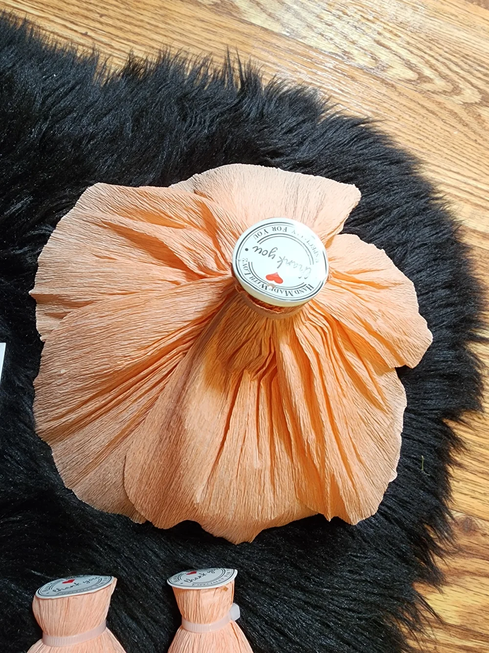 Set of 12 Peach Crepe Paper Flowers For Wedding, Birthday, Party